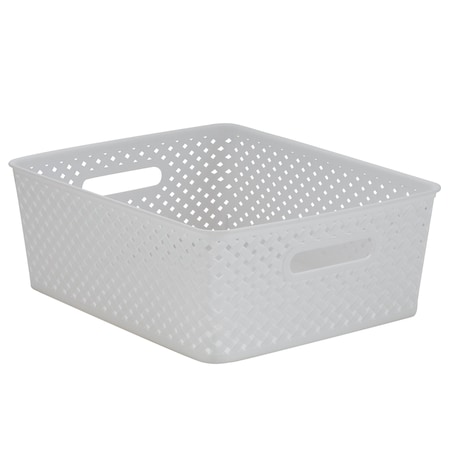 Simplify Storage Bin, Plastic, White, 13.7 in H, 11.4 in W, 13.7 in L 25168-WHT-2PK